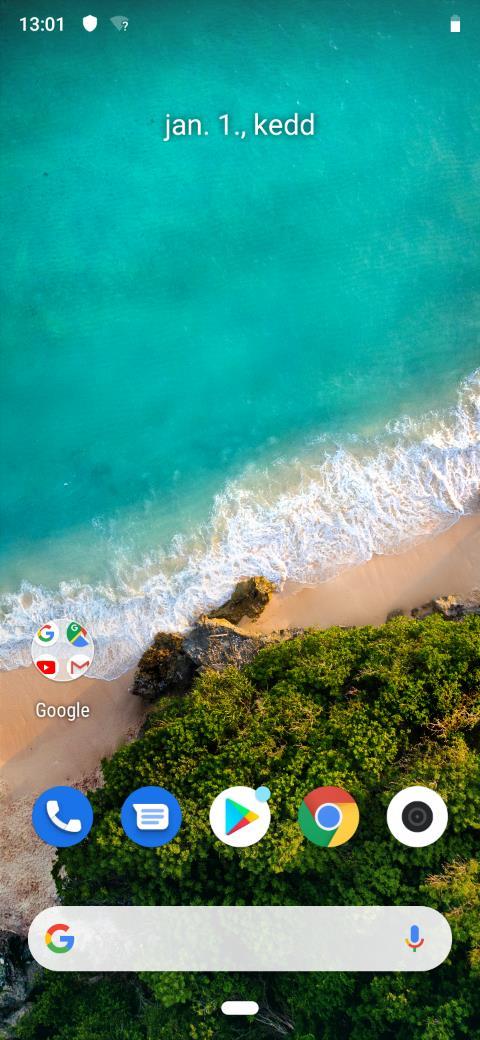 A FŐKÉPERNYŐ IKONJAI: Keresősáv Google kereső Google Előre telepített Google alkalmazások Telefon Tárcsázó megnyitása Üzenetek Üzenetek megnyitása Play Áruház Google Play áruház megnyitása Chrome