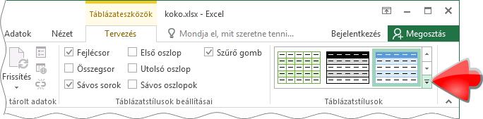 AZ ADATBÁZIS-TÁBLÁZAT FORMÁZÁSA Az adatbázis-táblázat, létrehozásakor, beépített formázással jelenik meg.