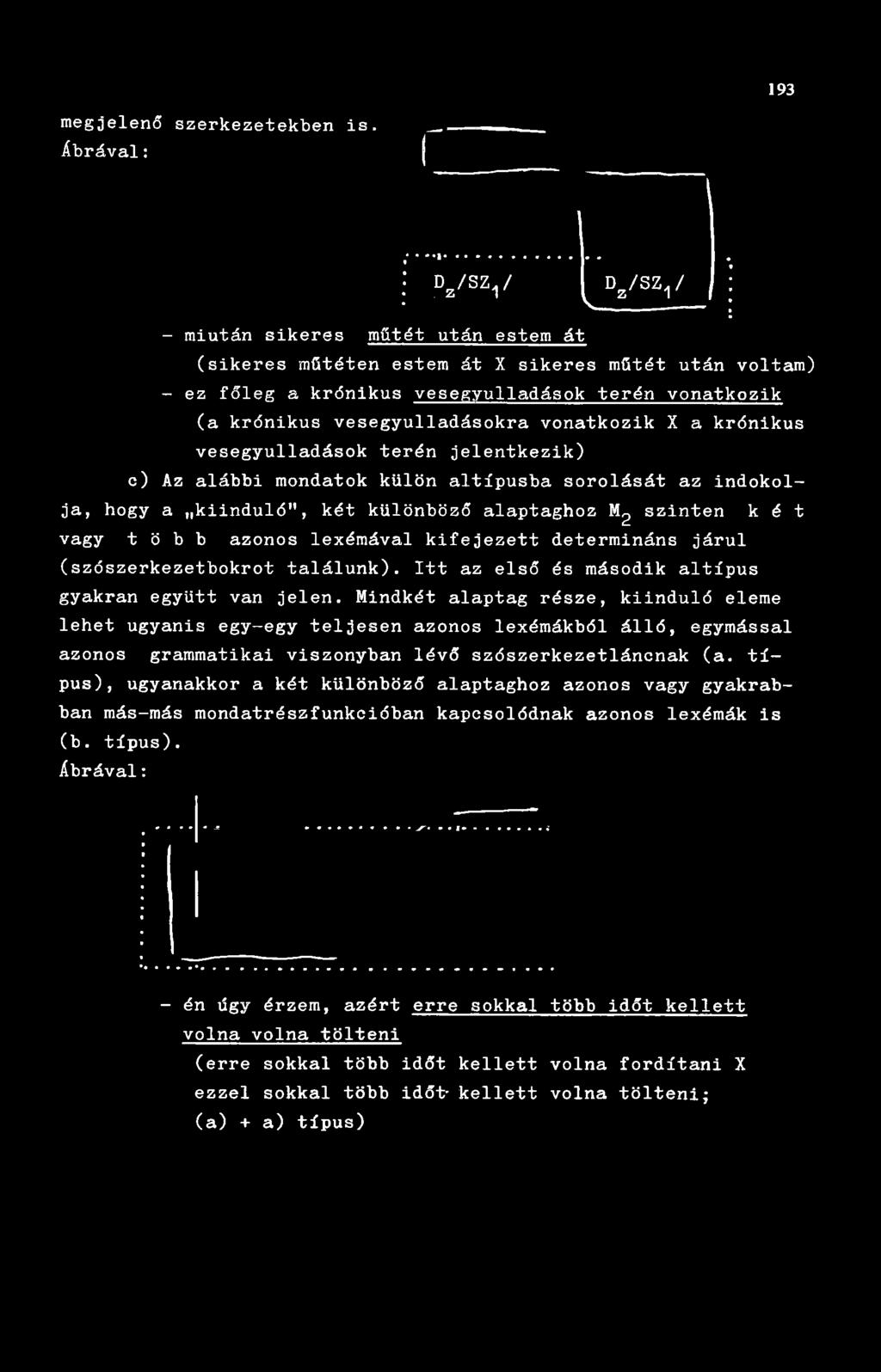 a krónikus vesegyulladások terén jelentkezik) c) Az alábbi mondatok külön altípusba sorolását az indokolja, hogy a kiinduló", két különböző alaptaghoz Mg szinten k é t vagy t ö b b azonos lexémával