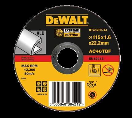 A DEWALT VÁGÓ- ÉS CSISZOLÓTÁRCSÁIN HASZNÁLT JELÖLÉSEK A DEWALT egy iparban ismert színkódot és azonosító rendszert használ annak érdekében, hogy segítsen felhasználóinak az alkalmazási területnek