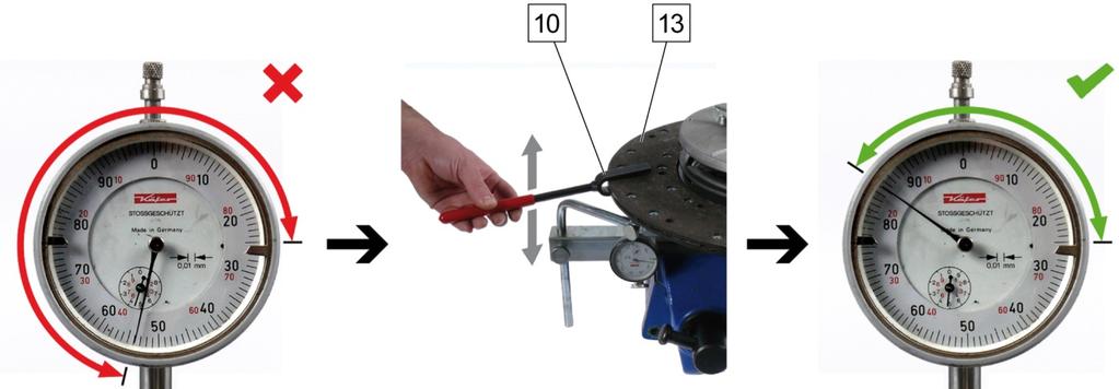 3.6 A kuplungtárcsa beállítása Ha a kuplungtárcsa oldalütése nagyobb mint 0,5 mm, a kuplungtárcsát be kell állítani az állító villával: 10. ábra: A kuplungtárcsa beállítása 1.