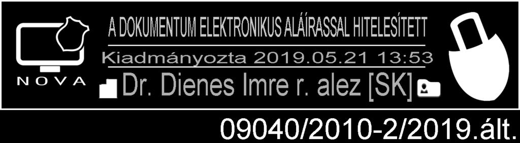 Rendőrkapitányság hatáskörébe tartozó eljárások A kibocsátás dátuma: 2019. május 21. Érvényessége: 2019.