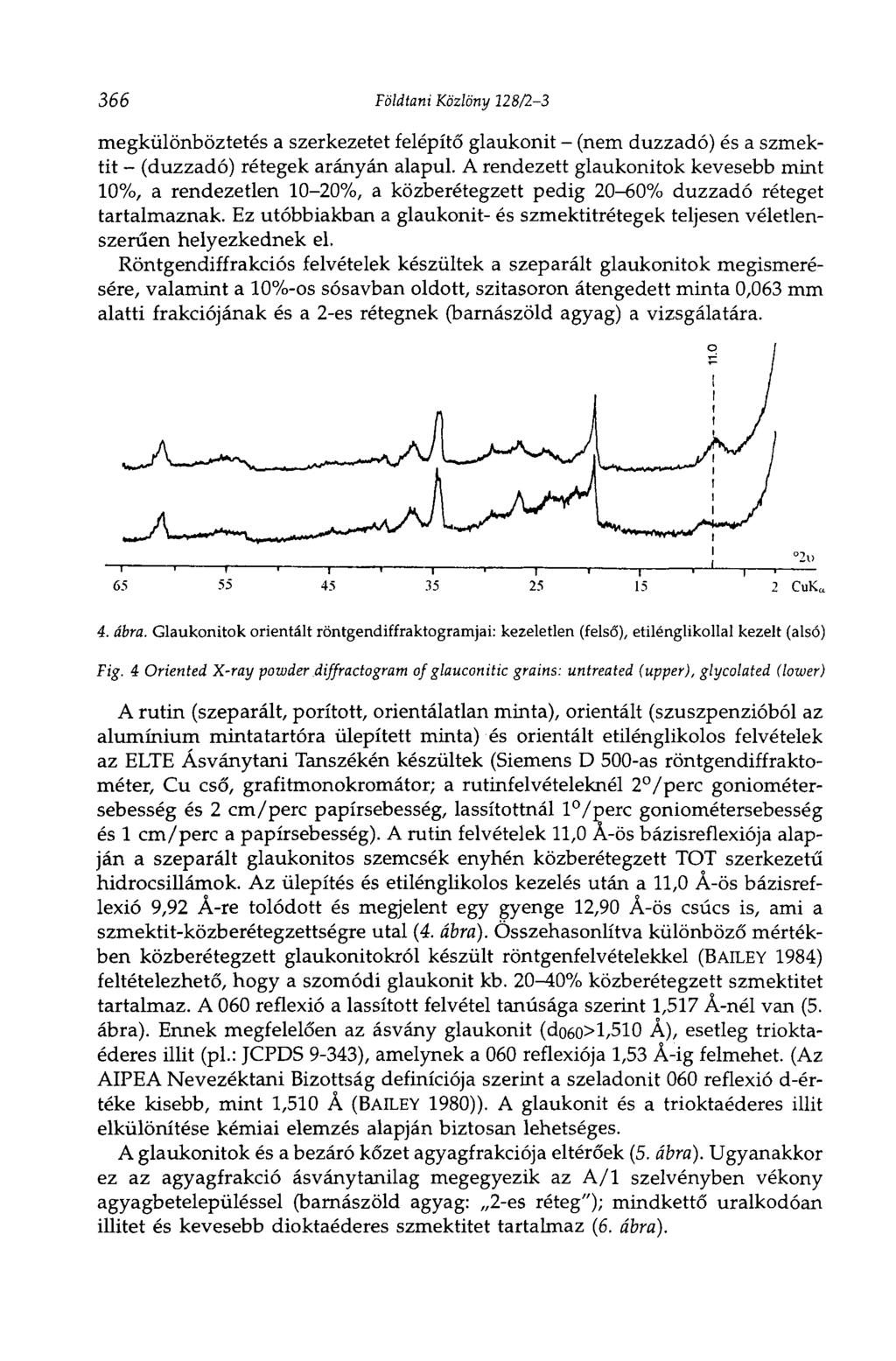 366 Földtani Közlöny 128/2-3 megkülönböztetés a szerkezetet felépítő glaukonit - (nem duzzadó) és a szmektit - (duzzadó) rétegek arányán alapul.