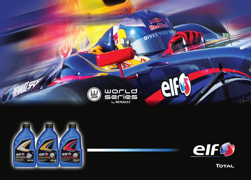 szenvedély és teljesítmény Az ELF a World Series by Renault partnere A RENAULT az ELF-et ajánlja Az autóipar csúcstechnológiás partnerei, az Elf és a Renault egyesítik szakértelmüket csakúgy a