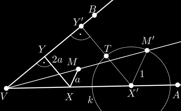 Ekkor az M pont M képe rajta van ( egyrészt a V M félegyenesen, másrészt a k X ; r = X Y 2 körre.