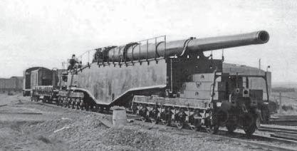 4. ábra. A német K5 (E) Karcsú Berta 280 mm-es vasúti ágyú a háború alatt 2. ábra. A Párizs-ágyú beépítési rajza előre elkészített betonozott tüzelőállásban.