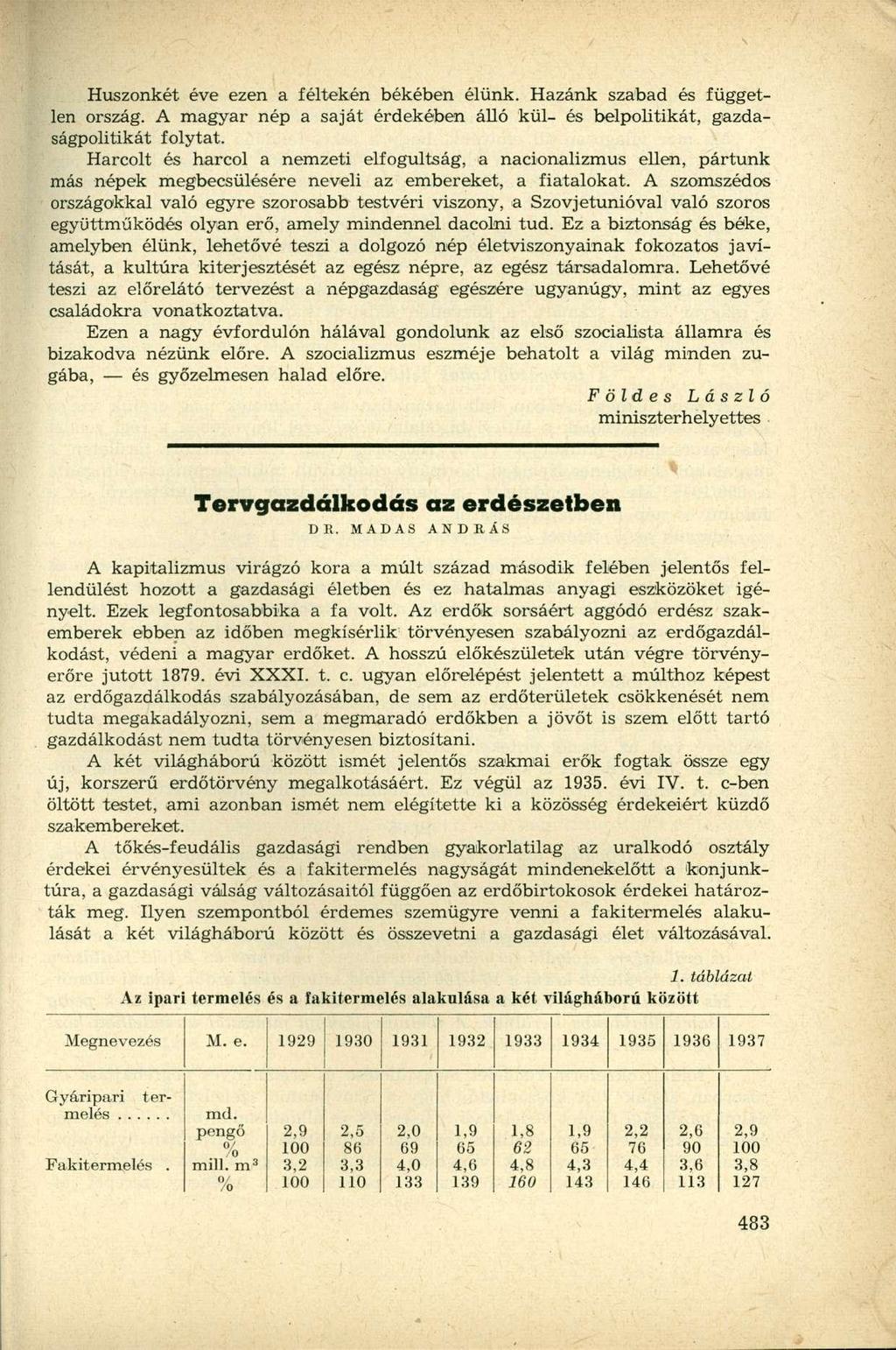 Huszonkét éve ezen a féltekén békében élünk. Hazánk szabad és független ország. A magyar nép a saját érdekében álló kül- és belpolitikát, gazdaságpolitikát folytat.