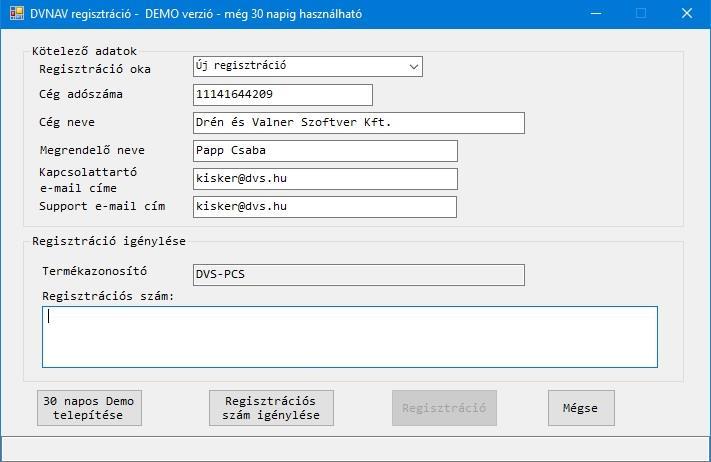 Ezután megnyílik a DVNAV regisztrációs ablak.