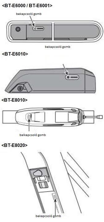 <BT-E6000 / BT-E6001 / BT-E6010 / BT-E8010 / BT-E8020> Kapcsolja be a motort az akkumulátoron található bekapcsológomb segítségével. Amikor megnyomja, az akkumulátor jelzőfénye bekapcsol.