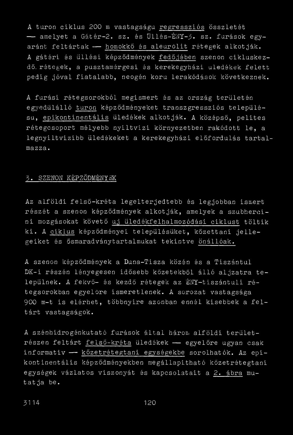 A fúrási rétegsorokból megismert és az ország területén egyedülálló túron képződményeket transzgressziós településű, epikontinentális üledékek alkotják.