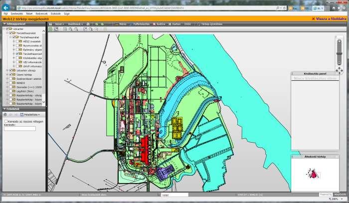 Udvartéri nézet A Web12 udvartéri nézete az üzemi térképet, a területhasználatot, az udvartéri adatokat, szkennelt állományokat és légifotókat tartalmazza.