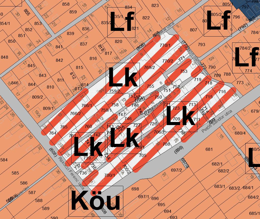 lakóterületbe sorolása A hatályos terv szerinti falusias lakóterület kis telkeken intenzíven beépített