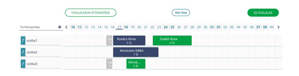 o Lenyíló értéklista Lenyíló listában módosítható az érték, abban az esetben, ha 10 sornyi adatnál többet szeretnénk megjeleníteni. Kiválasztható értékei: 10,20,30,50. 4.