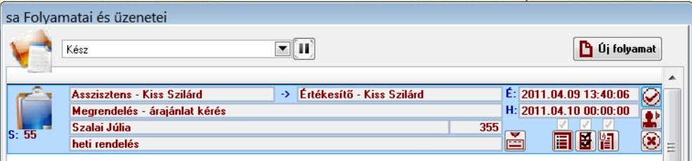 lépésénél megismételhetőek, illetve előzményként láthatóak a folyamatnál. A folyamatokat jelző képernyőn megtekinthetők az adott folyamat legfőbb paraméterei.