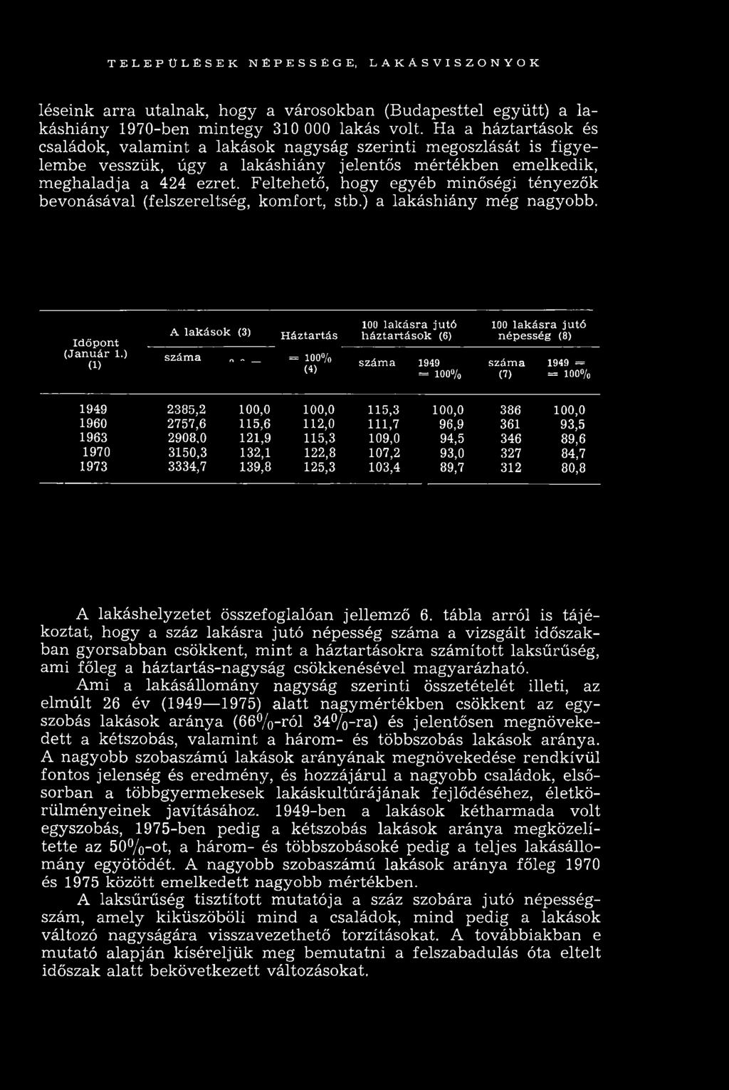 Feltehető, hogy egyéb minőségi tényezők bevonásával (felszereltség, kom fort, stb.) a lakáshiány még nagyobb. I d ő p o n t (J a n u á r l.