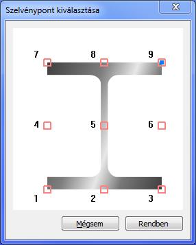 A támasz külpontosság megadható a szelvény középvonalától, vagy a szelvény geometriáján.