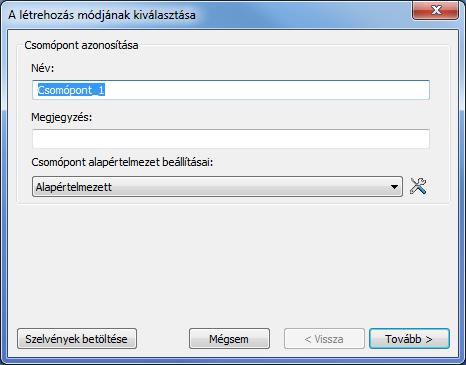 12.3 CSOMÓPONT LÉTREHOZÁSA 12.3.1 ÖNÁLLÓ CSOMÓPONT LÉTREHOZÁSA Csomópontok a modelltől függetlenül, önállóan is létrehozhatóak, a SZERKEZETI ELEM EK fülön található CSOM ÓP ONT S Z ERK ESZT Ő ikonra kattintva.