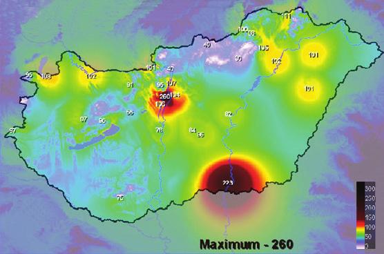3. feladat Légszennyezettségi térkép A térkép Magyarország légszennyezettségét mutatja egy adott napon.