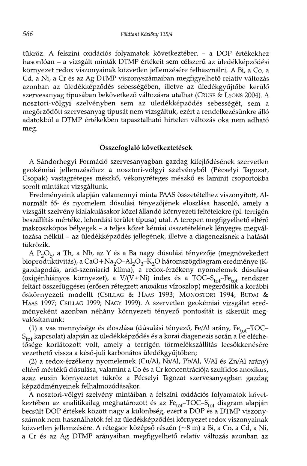 566 Földtani Közlöny 135/4 tükröz.