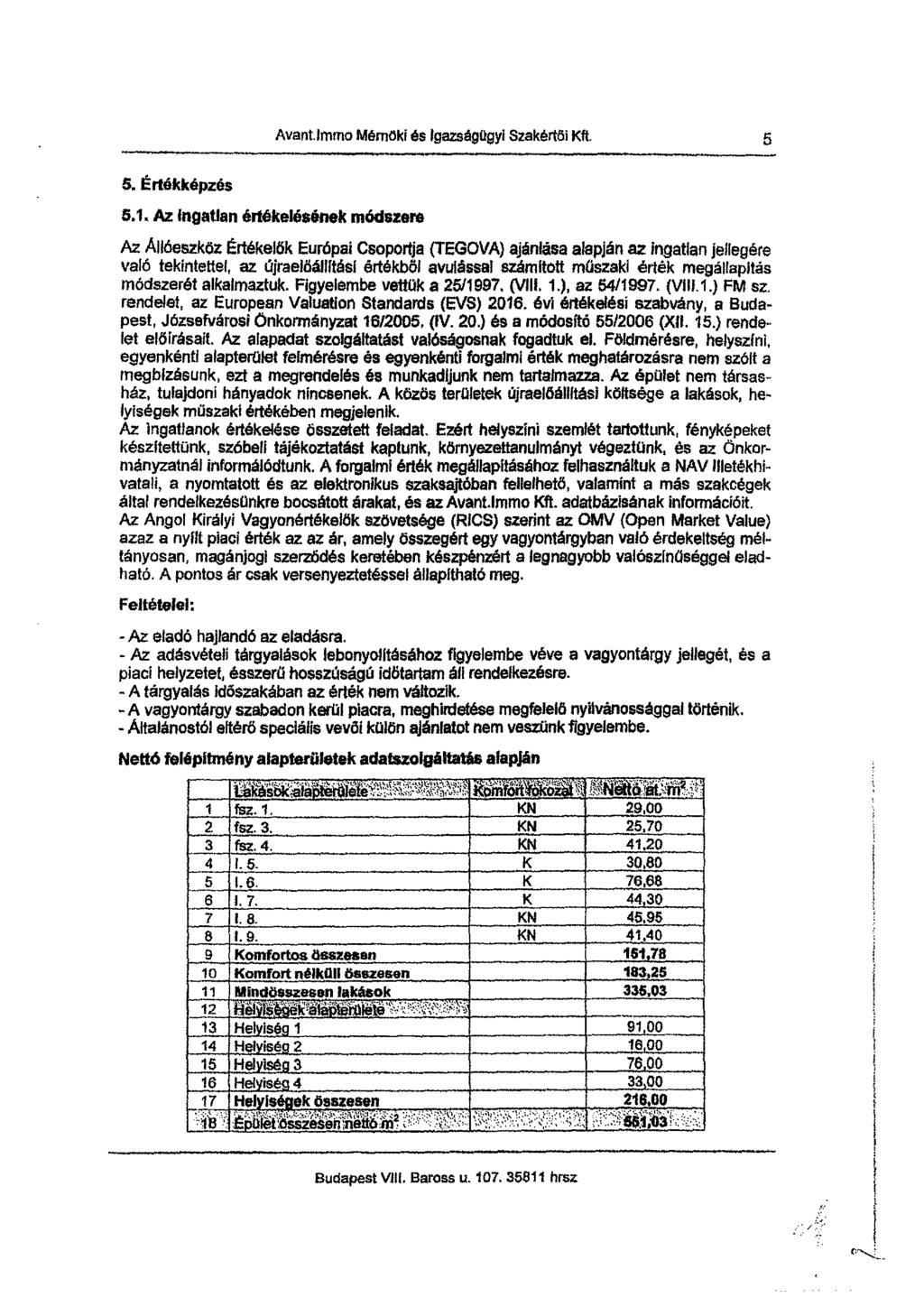 Avantimmo Mérnöki ás Igazságügyi Szakértői Kft. 5 5. Értékképzés 5.1.