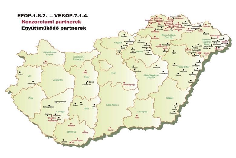 EFOP-1.6.2-16 Szegregált élethelyzetek felszámolása komplex programokkal Az EFOP-1.6.2-16 és VEKOP-7.1.4-16 kódszámú Szegregált élethelyzetek felszámolása komplex programokkal 84 projektből 41-ben a TEF képzéseket megvalósító konzorciumi partner.