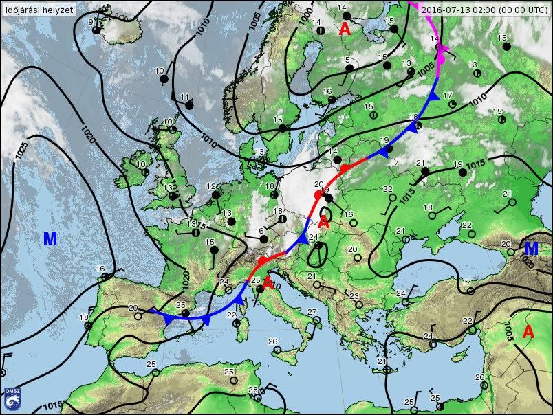 A megelőző időszakban száraz, meleg levegő töltötte ki Európa kontinentális részét, míg északon és nyugaton hidegebb, nedves léghullámok voltak jelen.