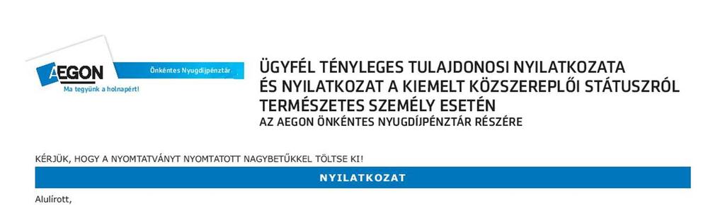 3. melléklet - ÜGYFÉL TÉNYLEGES TULAJDONOSI