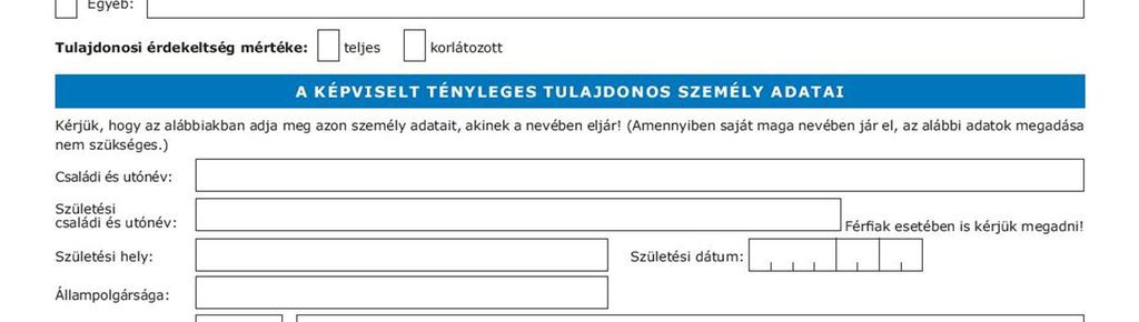 KÖZSZEREPLŐI STÁTUSZRÓL - 3/A melléklet - ÜGYFÉL