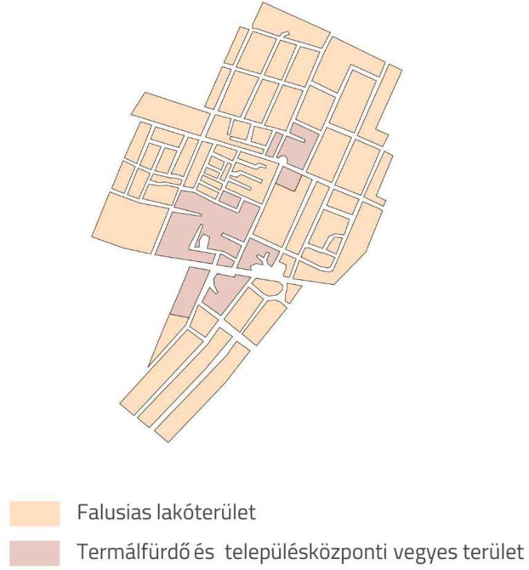 14 Építészeti karakterek bemutatása Termálfürdő és településközponti vegyes terület A település magja, szíve - egyben főattrakciója - a településnek a