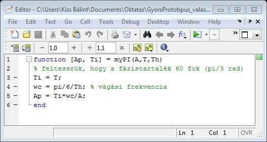 Ha készen vagyunk, akkor már csak a Méretezés gomb eseménykezelő függvényét kell létrehoznunk és megírnunk a PI_designer.