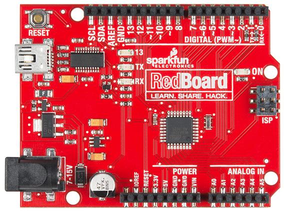 ábra: Arduiono és Redboard mikrovezérlők Az Arduino fejlesztői felületre, vezérlőre épülő kedvenc eszközeink egyike a távolságmérő radar.