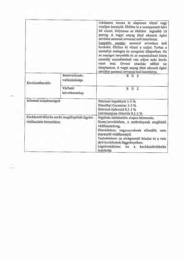 KockAzatbecsl6s Bekiivetkez6s val6sziniis6ge Varhat6 kdvetkezm6ny ruhezatot mossa le alaposan vizzel vagy viseljen kesztyfil oblitse le a szennyezett b6rt b6 vizzel.