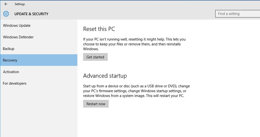 Rendszerműveletek A PC alaphelyzetbe állítása 1. Lépjen a [Start] gombra, kattintson a [Settings] (Beállítások) elemre, majd válassza ki a [Update and security] (Frissítés és biztonság) elemet. 2.