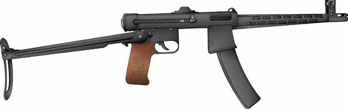 1939 M 9 mm-es Király-géppisztoly Király Pál és Kucher József 1938-ban jelentette be egy gyorsító emelővel késleltetett, osztott tömegzáras géppisztoly szabadalmát.