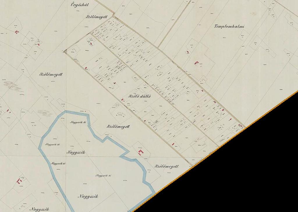 1879 << kataszteri térkép (telekosztás+dűlőnevek)