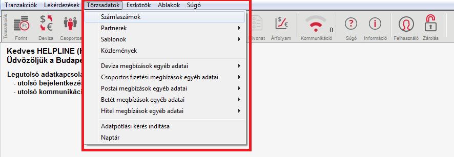 4. TÖRZSADATOK A rendszer használatakor vannak olyan adatok, amelyek szükségesek a munkavégzés során, viszont ritkán módosulnak 2, ezek a törzsadatok, melyek karbantartására a menüsor Törzsadatok