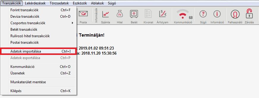 5. IMPORT 5.1 Adatok importálása Az adatok importálására a Tranzakciók / Adatok importálása menüpontra kattintva, vagy a Ctrl+I billentyűkombinációval lehetséges.