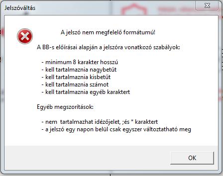 A folytatáshoz kattintson az OK gombra és adja meg új jelszavát, majd ismételje meg azt.