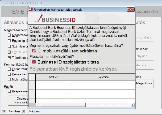 BusinessID Aláírói Magánkulcs : A BusinessID szolgáltatással megbízásait kényelmesen, USB kulcs használata nélkül, akár irodájától távol is aláírja.