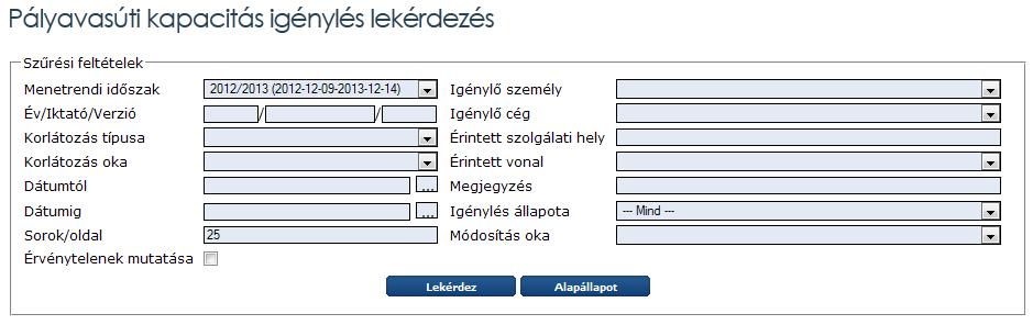 A pályakapacitás korlátozás mellett lévő, a lemondást lehetővé tévő ikon csak a pályakapacitás korlátozásban feltüntetett kezdő időpontig (óra:perc figyelembe vételével) aktív.