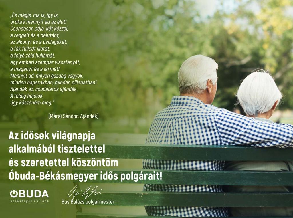 SOLYMÁRVÖLGY TÁBORHEGY TESTVÉRHEGY TÖRÖKKŐ ÚJLAK ÜRÖMHEGY Egészségnap szűrésekkel Megbocsátanak a Platánban Jelentősen javult a közbiztonság 6 Folytatódik az Egészségkörút Óbudán programsorozat.