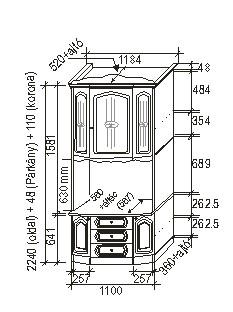 középső ajtó nyíló Felső rész üveges, középső ajtó nyíló Alsó középső ajtó mögötti