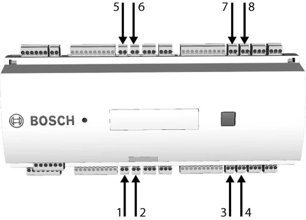 AMC2 Modular Controller Telepítés hu 29 4.15 Analóg bemeneti eszközök csatlakoztatása Megjegyzés! A berendezés károsodhat Ne csatlakoztasson külső tápegységet az AMC2 bemeneteihez.