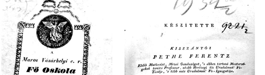 10. FEJEZET FELADATOK PETHE FERENC: MATHESIS (1812) KÖNYVÉBŐL Ebben a fejezetben Pethe Ferenc 1812-ben megjelent Mathesis könyvéből közlünk feladatokat.