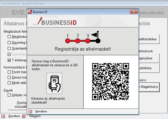 3. A kommunikáció során kiküldésre kerül a Bank által egy regisztrációs QR kód, melyet a varázsló a kommunikáció végeztével megjelenít.