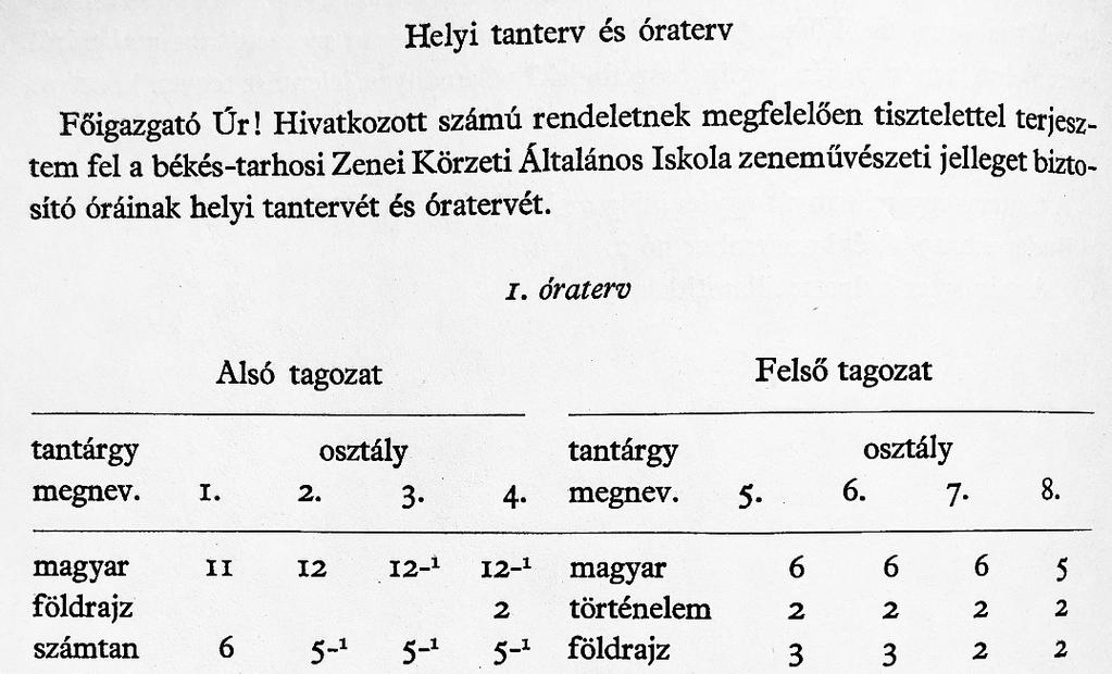 és zenei tehetségű tanulók egységes, alapvető, nemzeti műveltséghez juttatása ( ), és előkészítésük az ének- és szakirányú líceumba, ill. tanítóképző intézetbe való továbbtanulására.