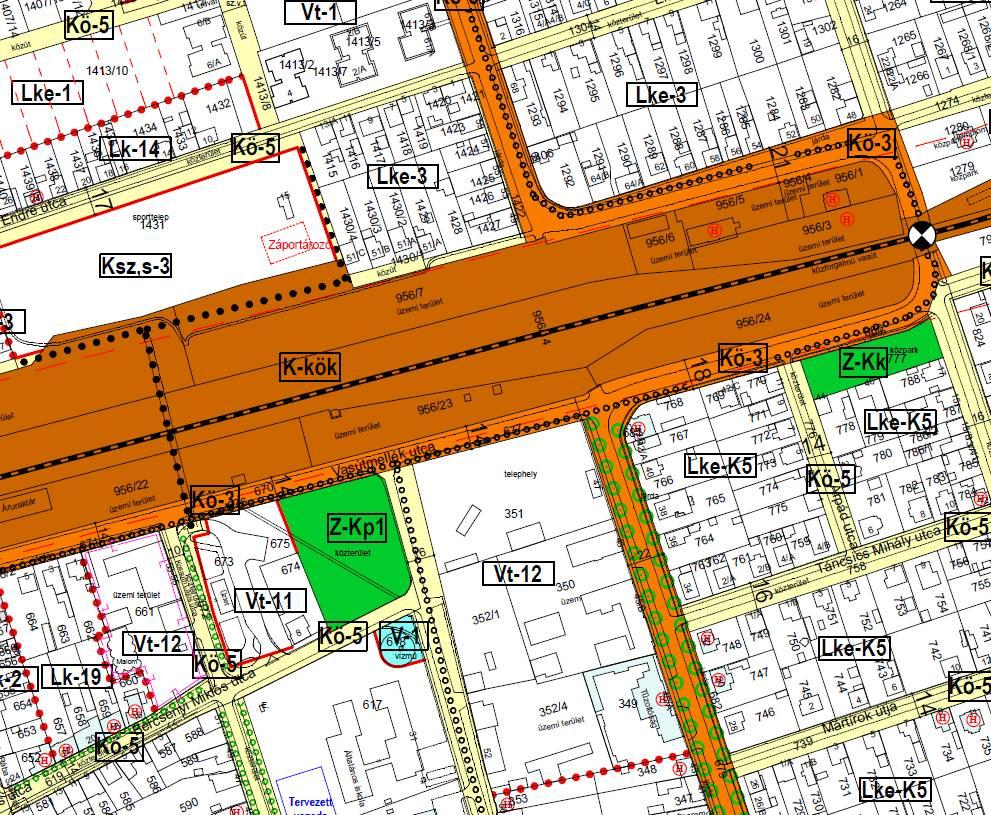 M1.1 Rakodási terület 111 Zajvédelmi hatásterület határa M2.2 211 121 M2.