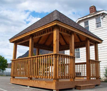 Housing 31 Carpentry and Joinery Level 1 Construction projects include the Bereavement Structure at the fire pit.