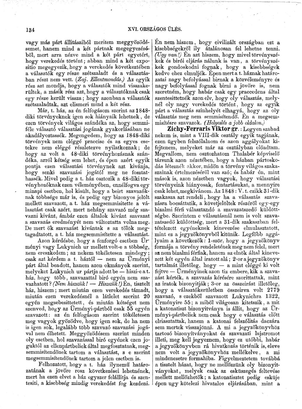 134 XVI. ORSZÁGOS ÜLÉS.