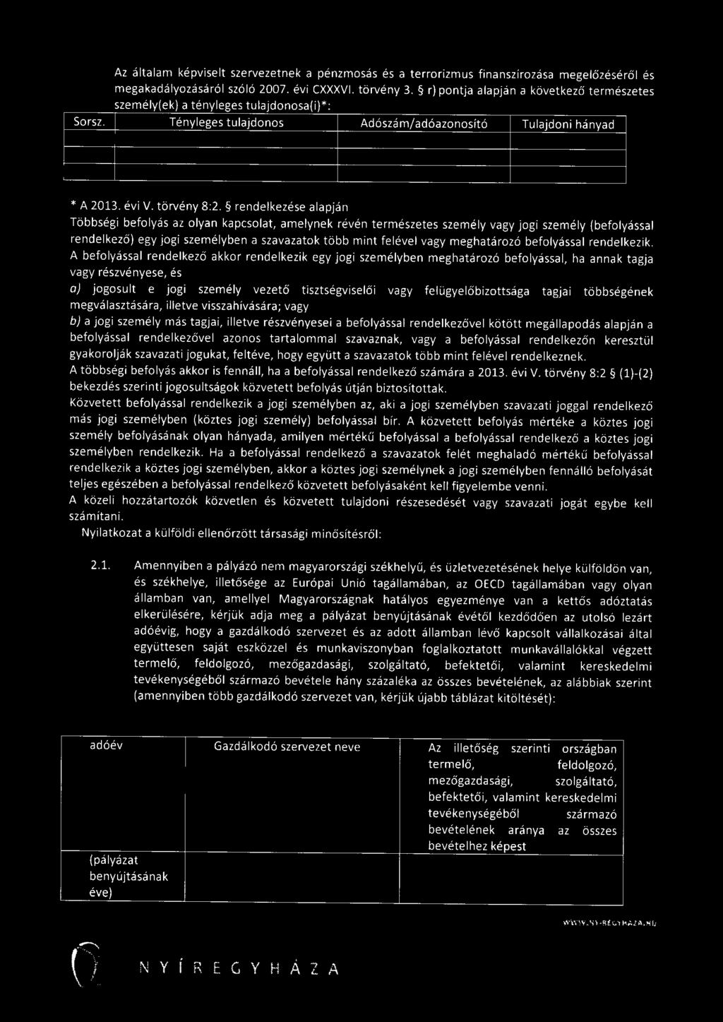 rendelkezése alapján Többségi befolyás az olyan kapcsolat, amelynek révén természetes személy vagy jogi személy {befolyással rendelkező) egy jogi személyben a szavazatok több mint felével vagy